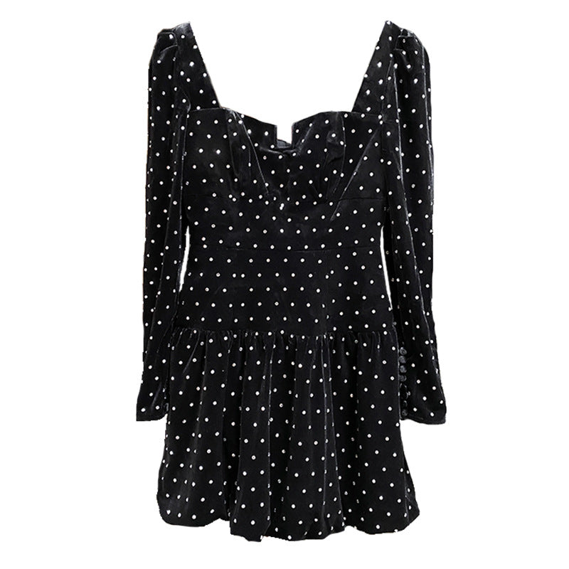 Siyah İpek Kadife Elbise