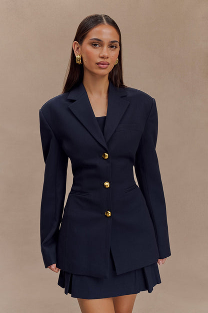 Bellamy Büzgülü Blazer - Koyu Lacivert