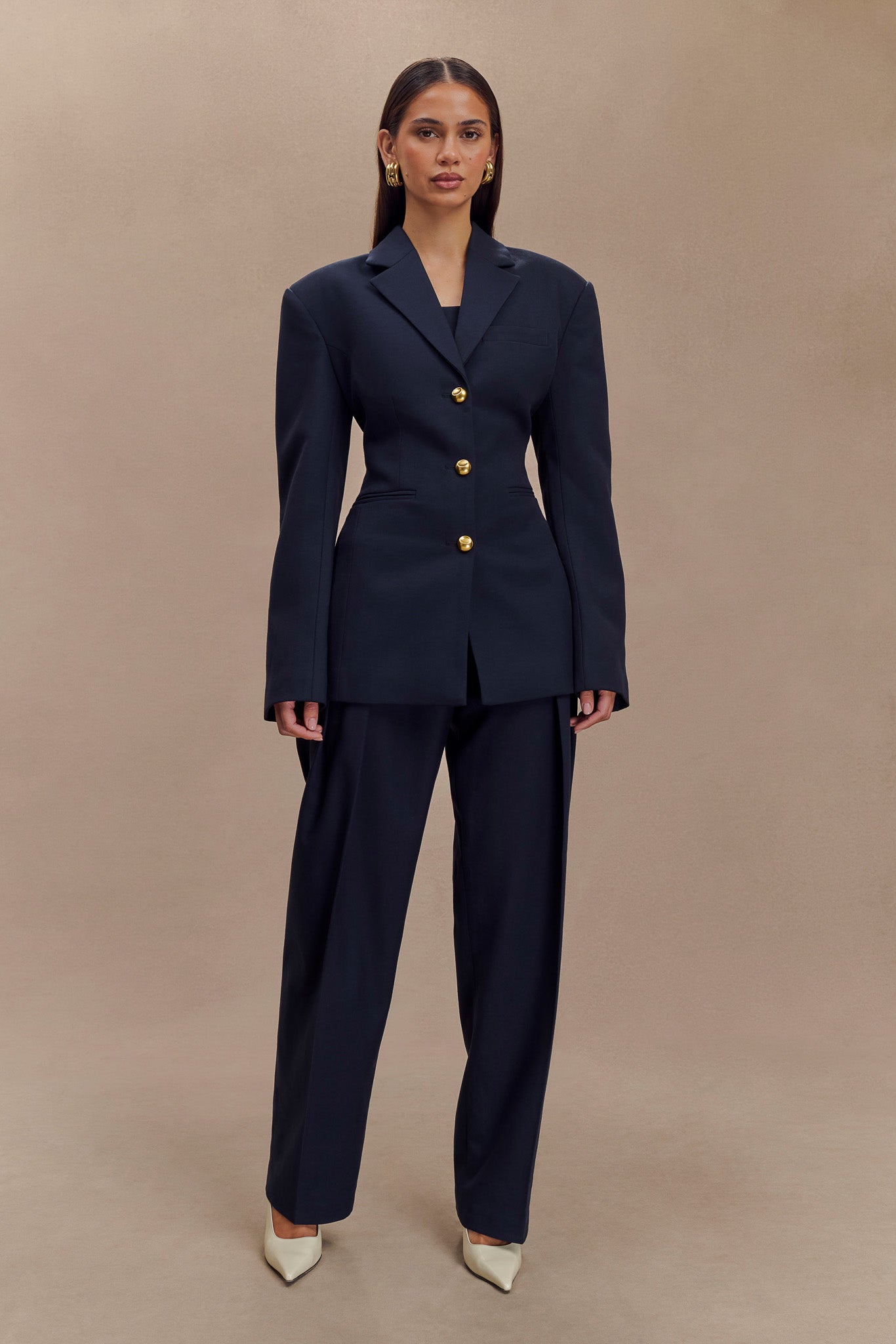 Bellamy Büzgülü Blazer - Koyu Lacivert