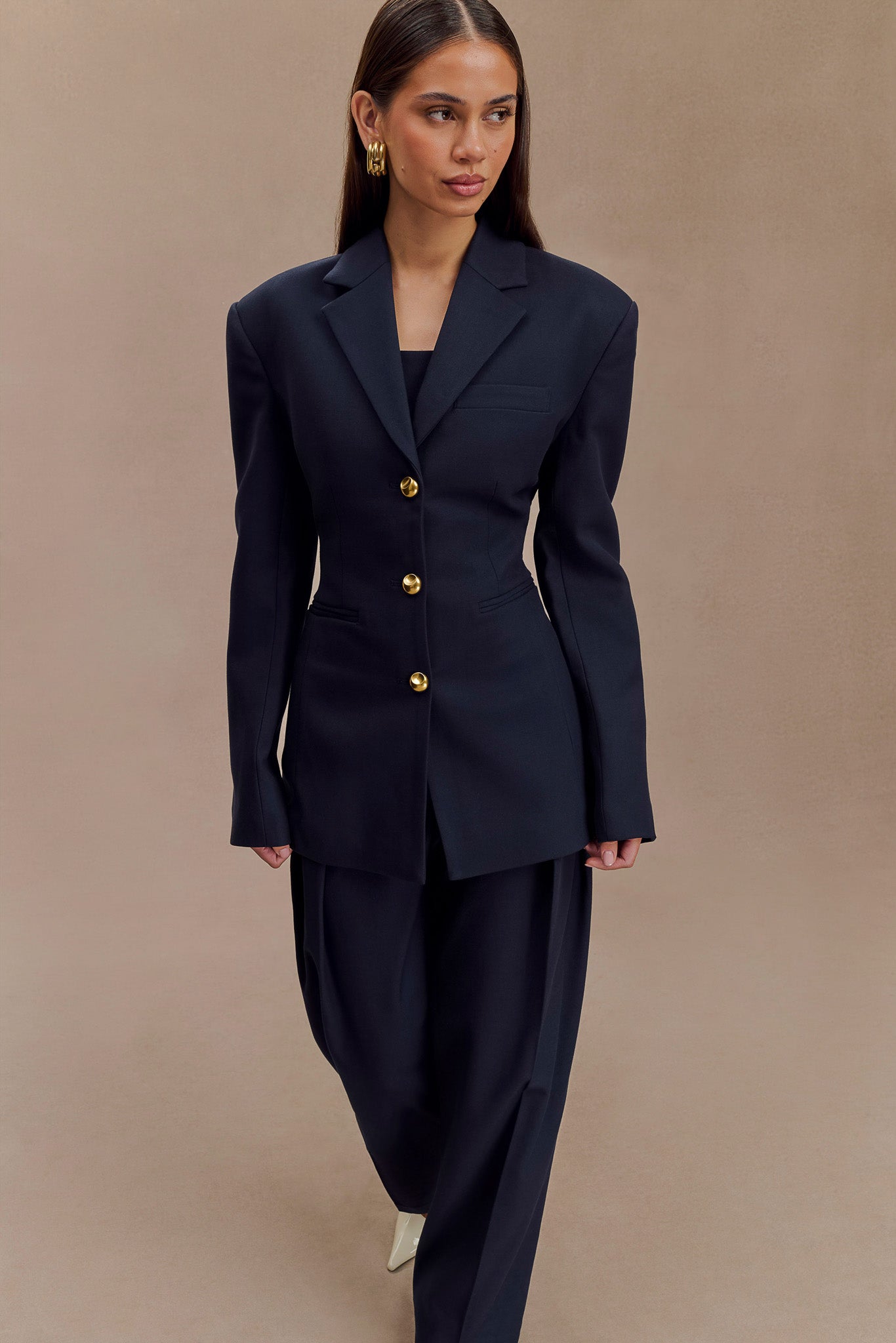 Bellamy Büzgülü Blazer - Koyu Lacivert