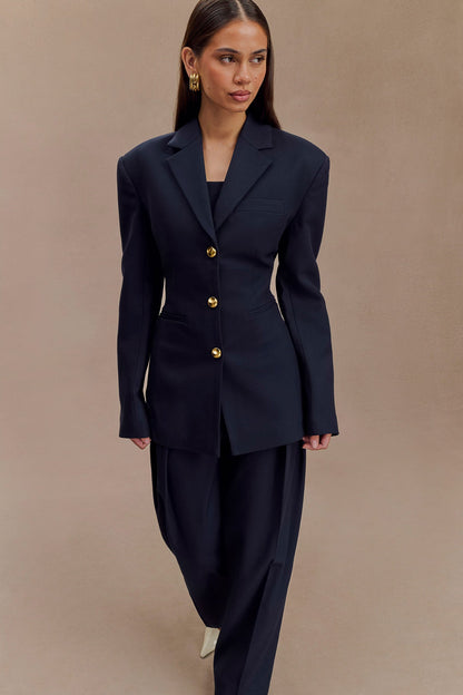 Bellamy Büzgülü Blazer - Koyu Lacivert