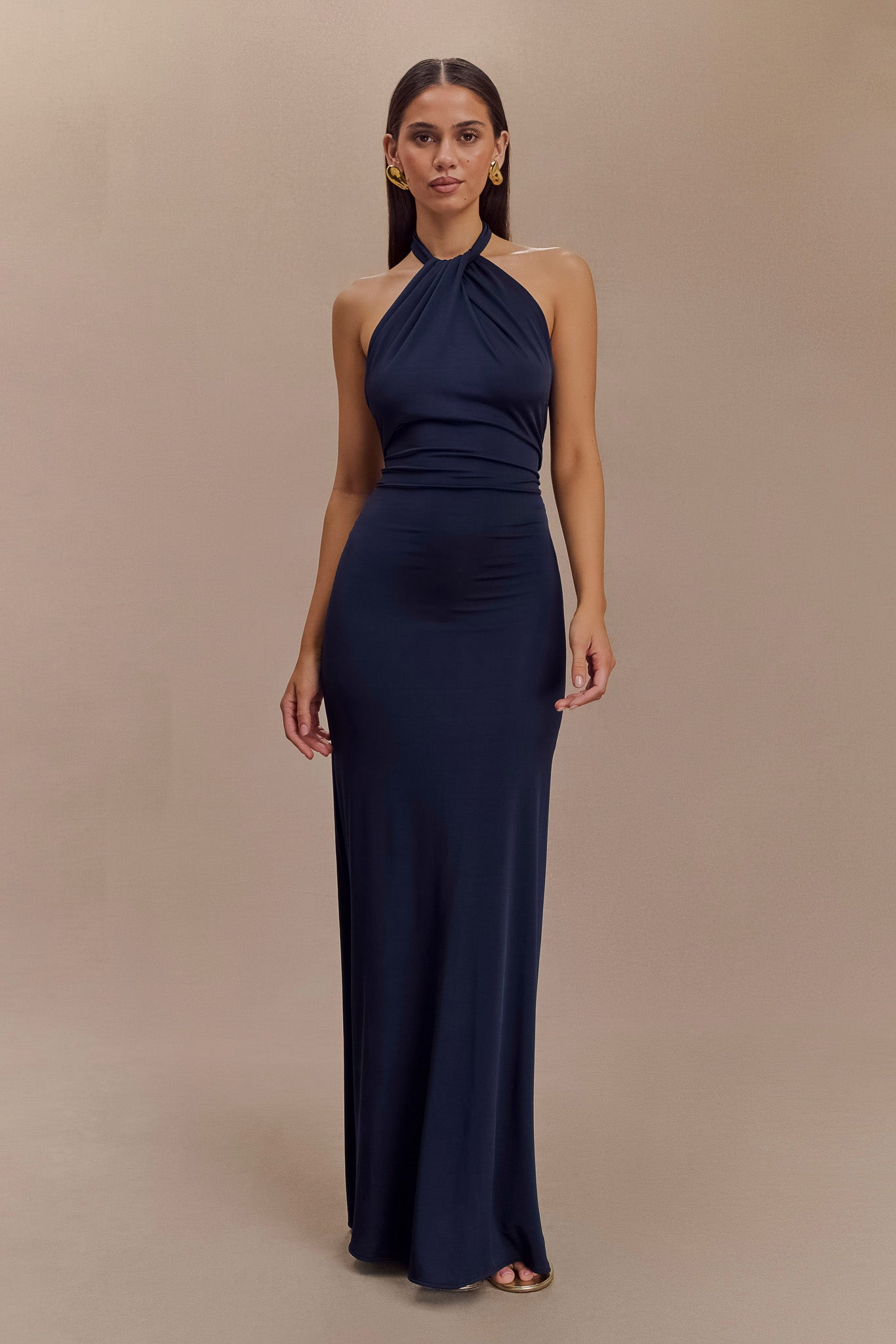 Elyna Slinky Halter Maxi Elbise - Lacivert