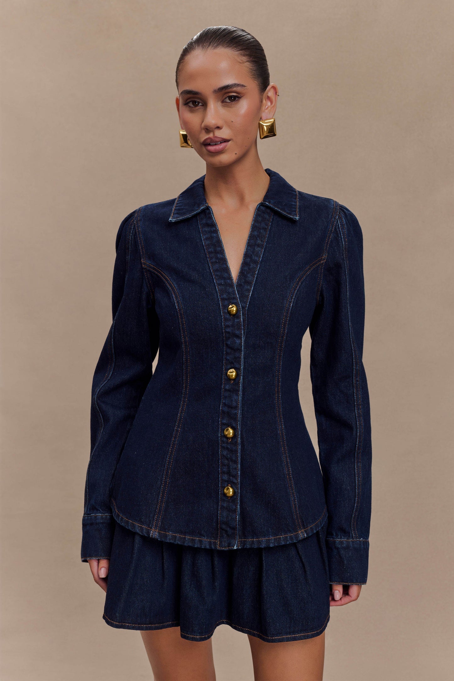 Hilary Uzun Kollu Kot Üst - Çivit Mavisi