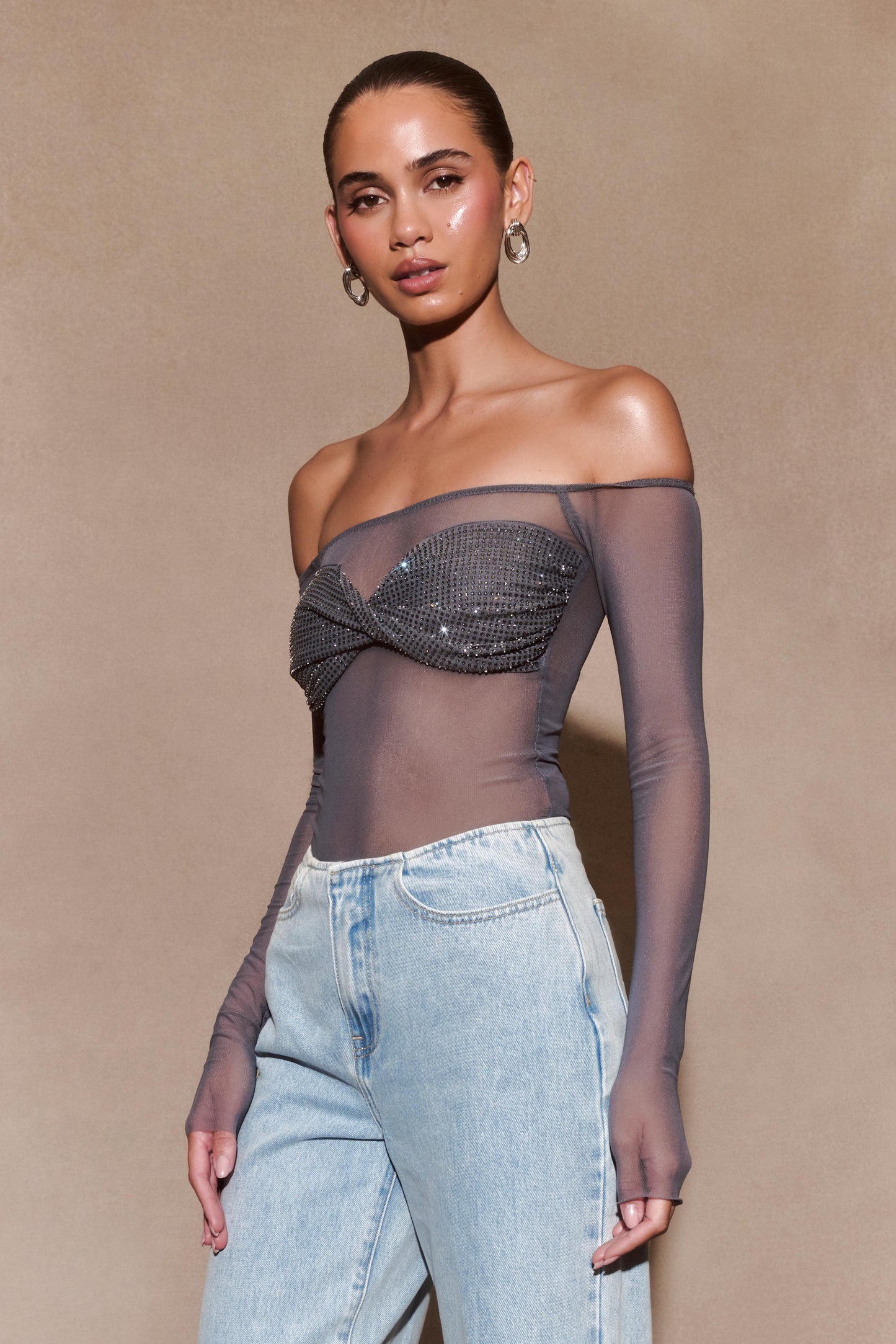 Garcelle Diamante Omuz Açık Üst - Bronz