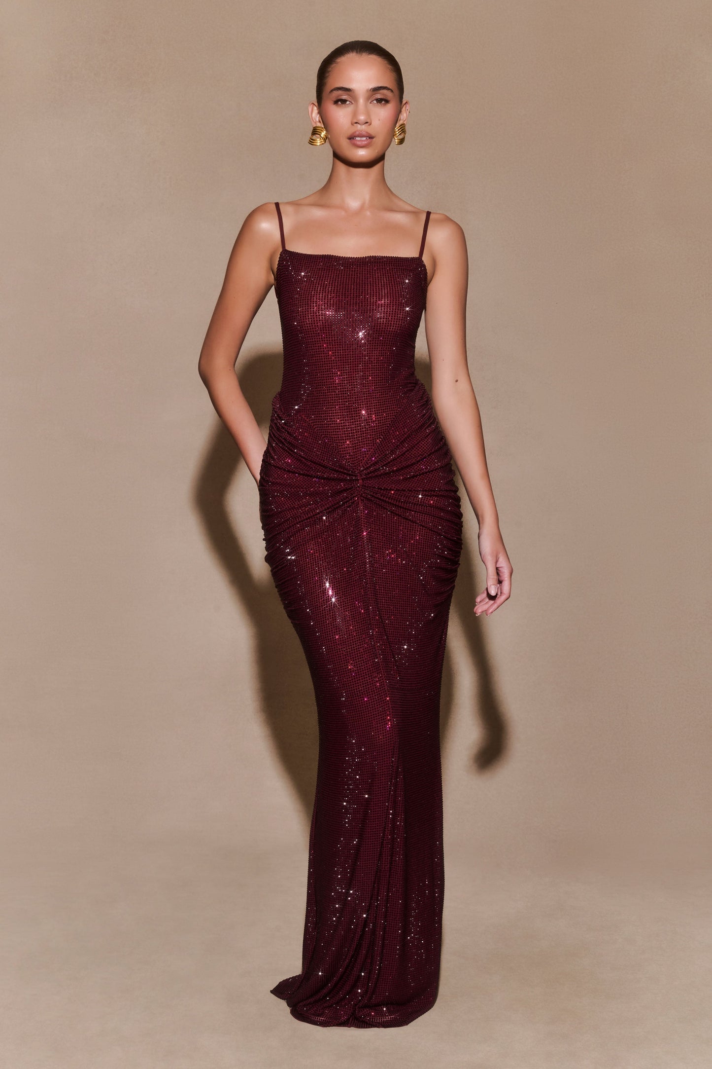 Roisin Diamante Maxi Elbise - Maun