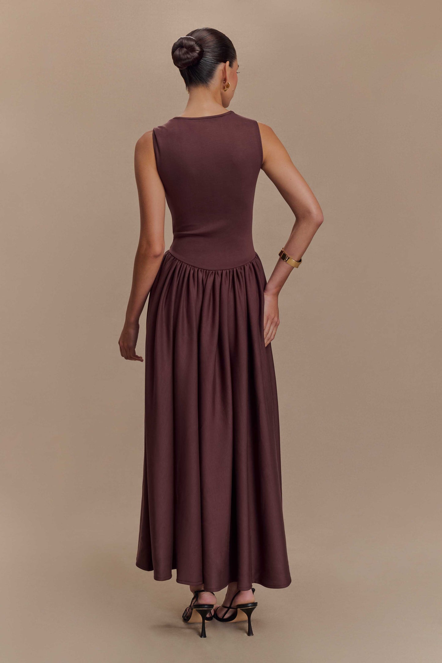 Sharon Scuba Jersey Midi Elbise - Kakao Kahverengi