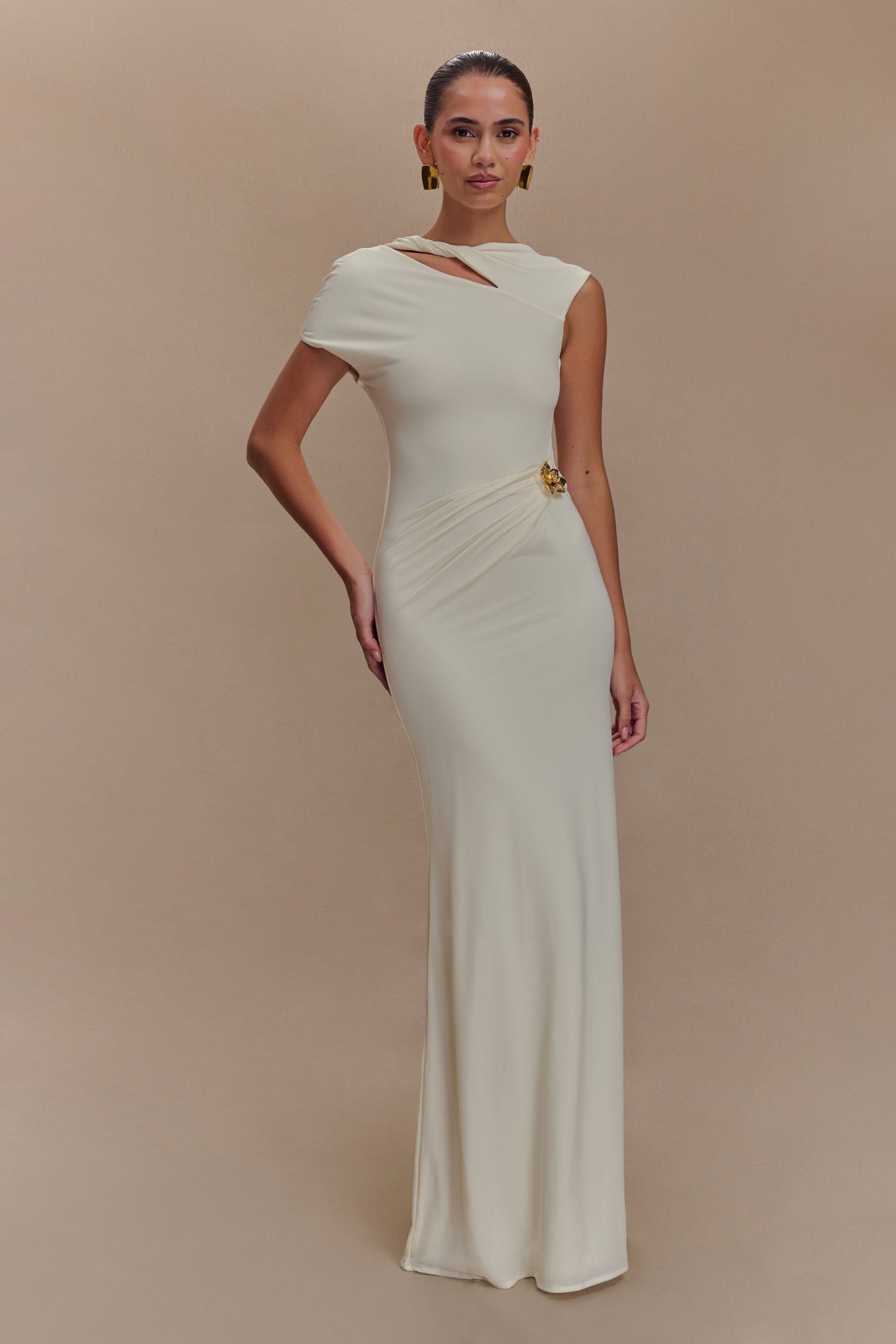 Kaida Slinky Maxi Elbise - Fildişi