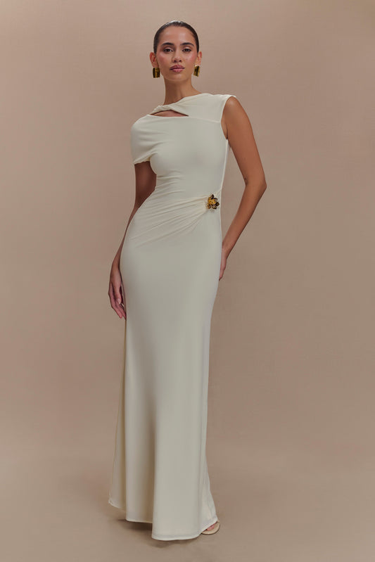 Kaida Slinky Maxi Elbise - Fildişi