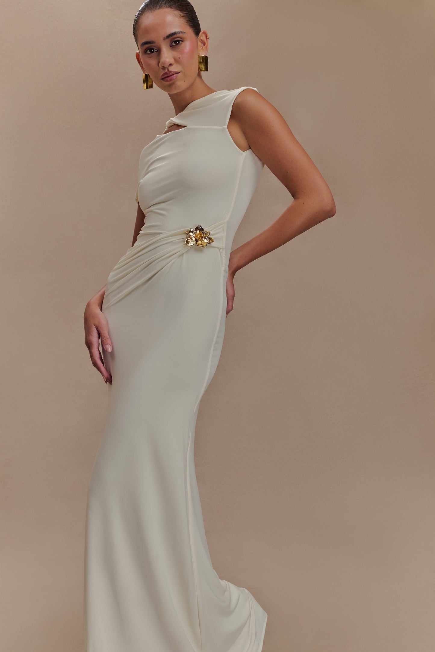 Kaida Slinky Maxi Elbise - Fildişi
