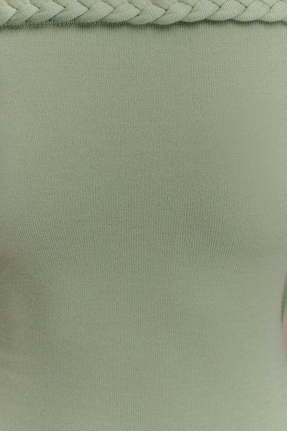 Heidi Askısız Örgü Atkı Uzun Elbise - Pastel Yeşil