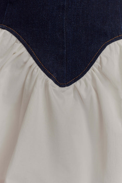 Merlyn Denim Pamuklu Mini Elbise - Çivit Mavisi