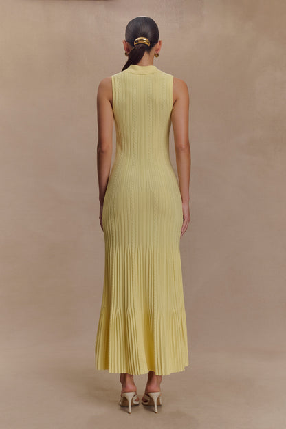Margie Kolsuz Örme Midi Elbise - Limon