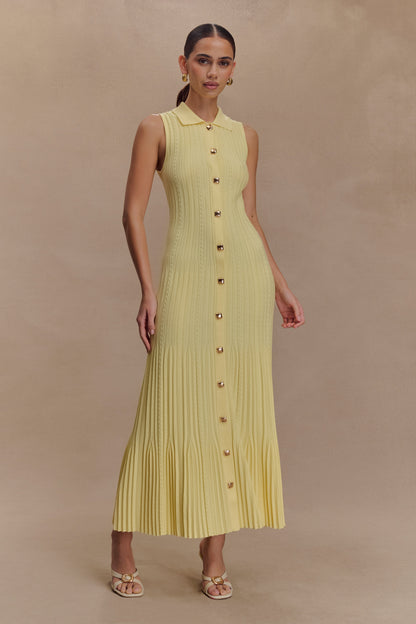 Margie Kolsuz Örme Midi Elbise - Limon