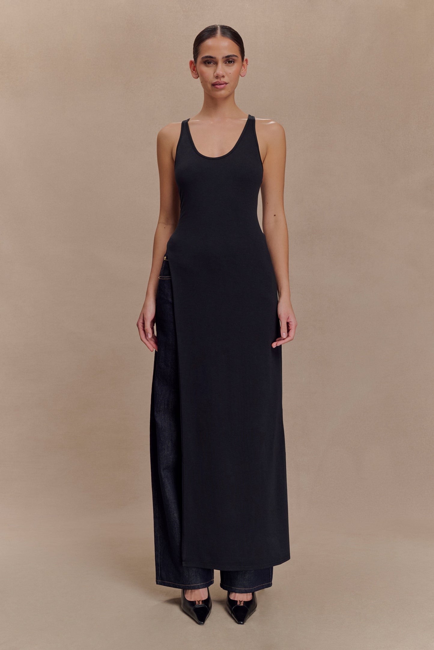Ellerie Longline Racerback Üst - Siyah