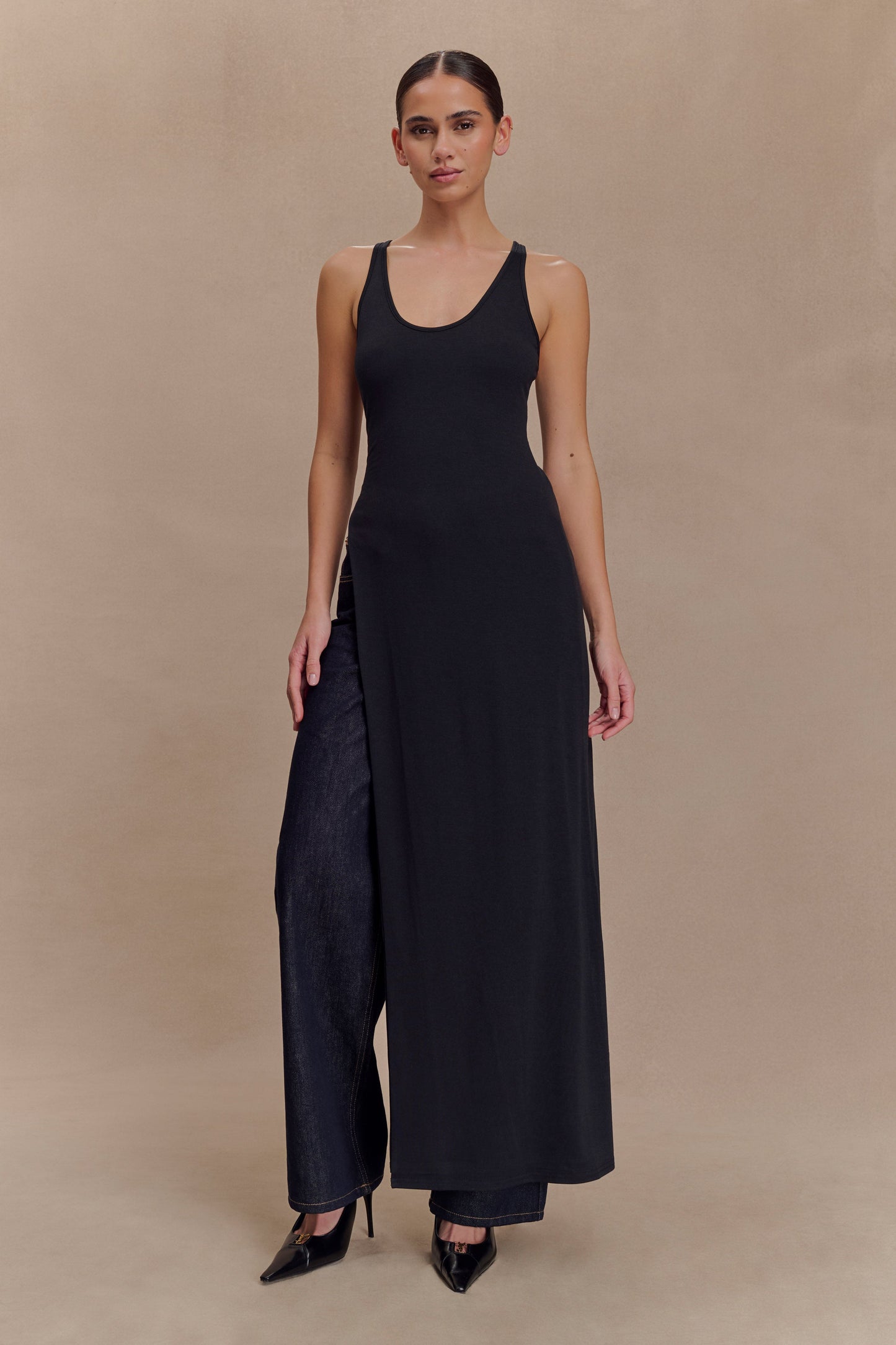 Ellerie Longline Racerback Üst - Siyah