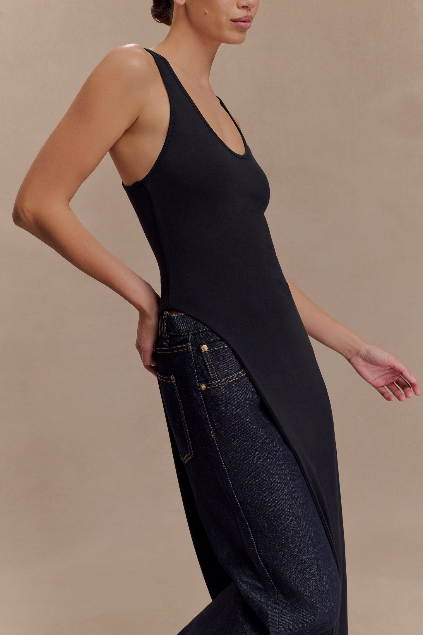 Ellerie Longline Racerback Üst - Siyah