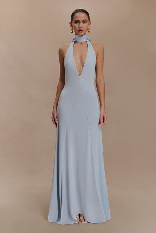 Juliet Slinky Maxi Elbise Ve Eşarp - Açık Mavi