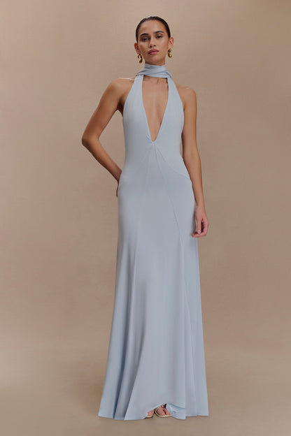 Juliet Slinky Maxi Elbise Ve Eşarp - Açık Mavi