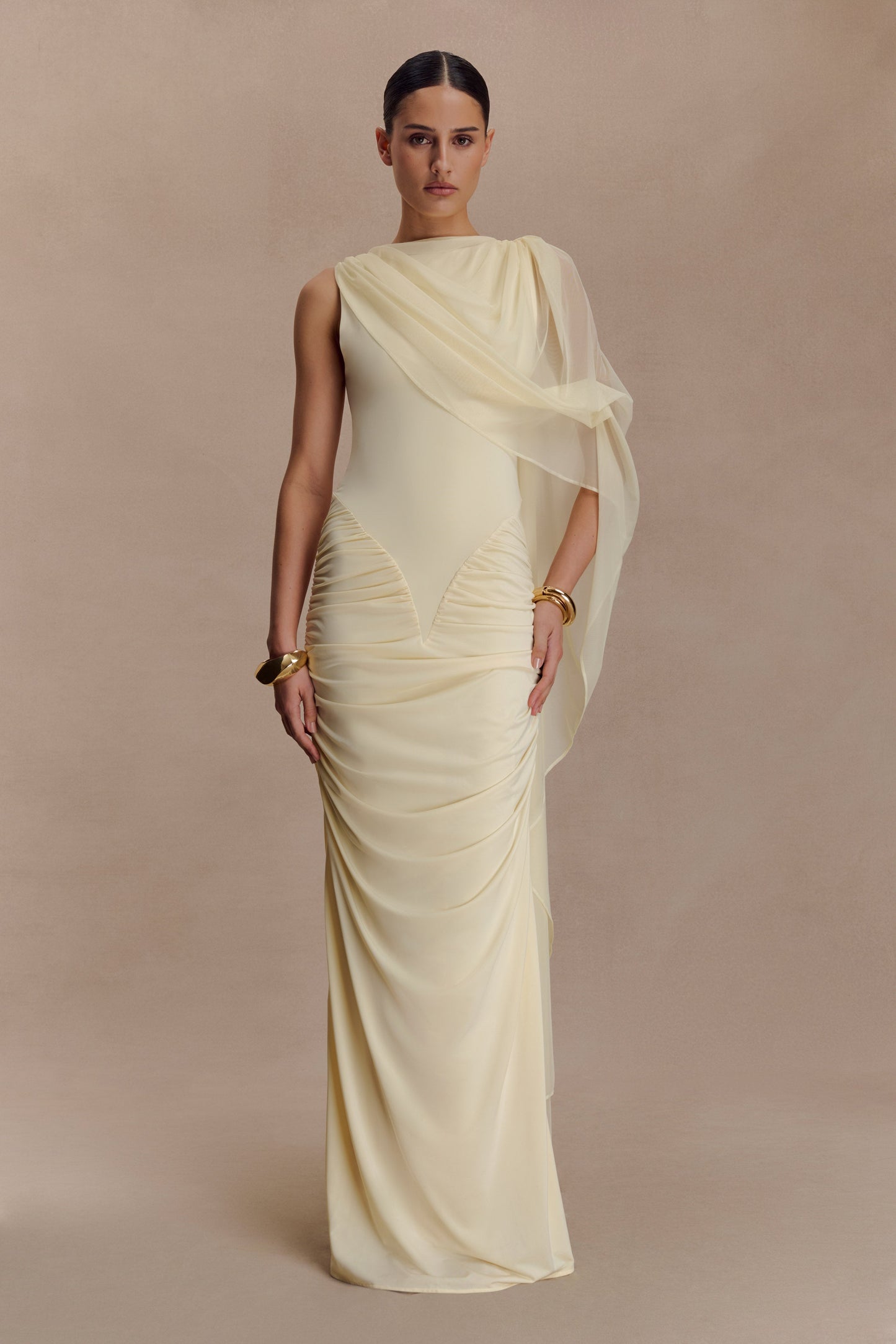 Amandine Dantelli Dar Kesim Maxi Elbise - Limon