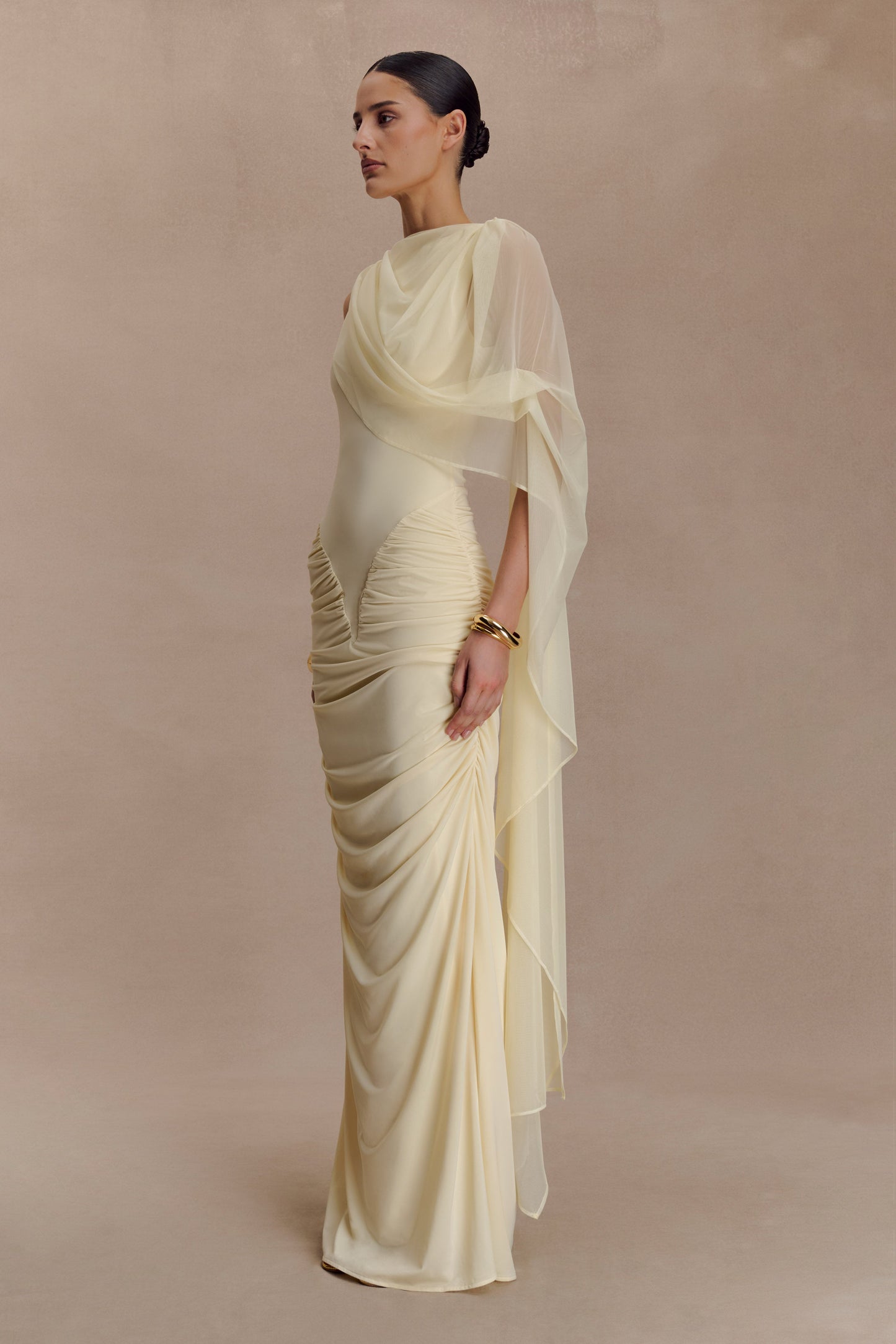 Amandine Dantelli Dar Kesim Maxi Elbise - Limon
