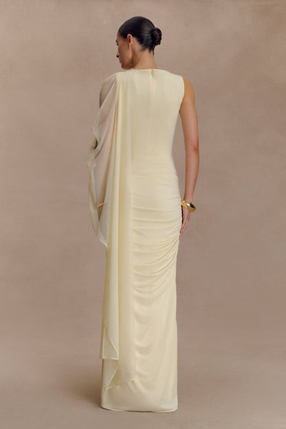 Amandine Dantelli Dar Kesim Maxi Elbise - Limon