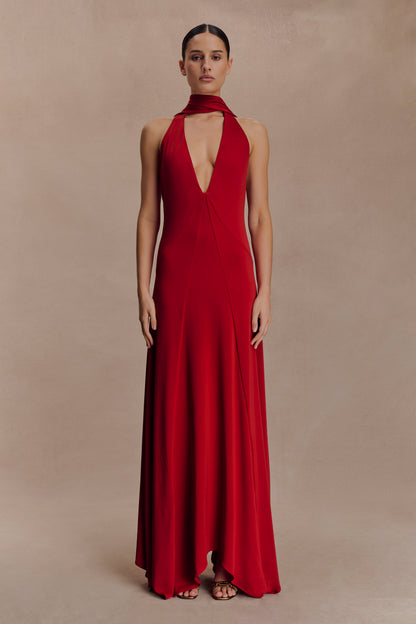 Juliet Slinky Maxi Elbise Ve Eşarp - Ruby