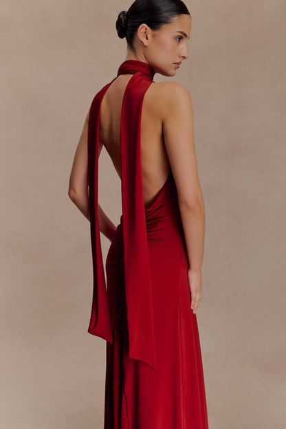 Juliet Slinky Maxi Elbise Ve Eşarp - Ruby