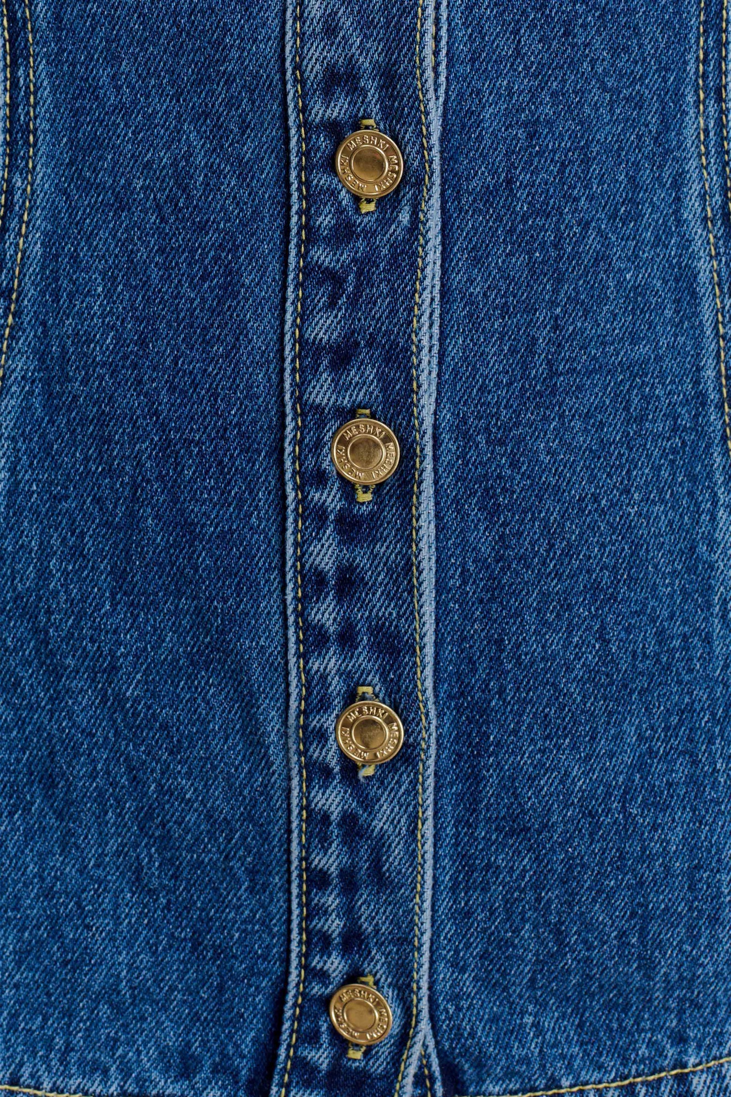 Ellie Denim Kısa Kollu Üst - Koyu Mavi