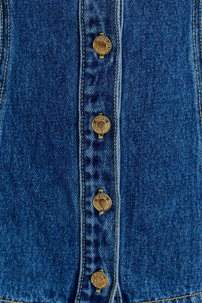 Ellie Denim Kısa Kollu Üst - Koyu Mavi