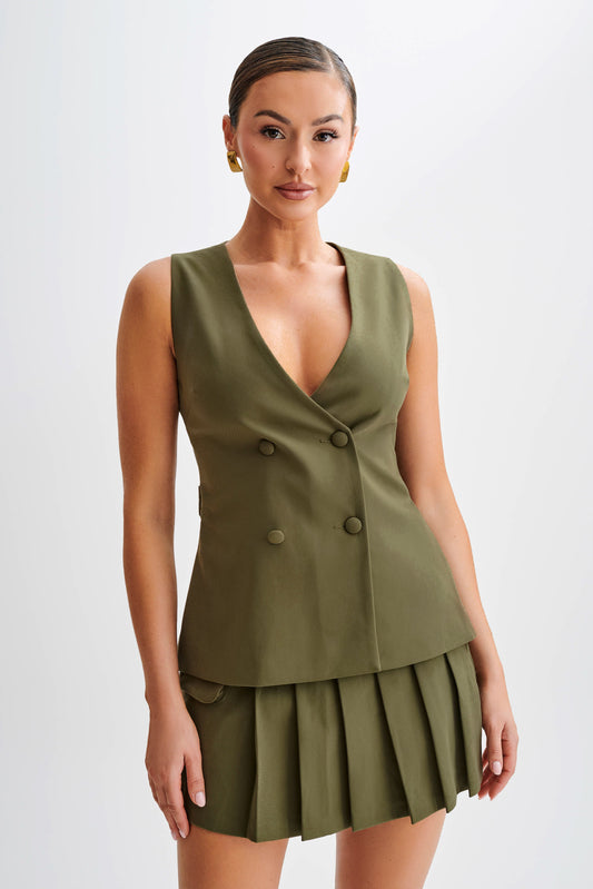 Amelie Suiting Uzun Yelek - Askeri Zeytin Yeşili
