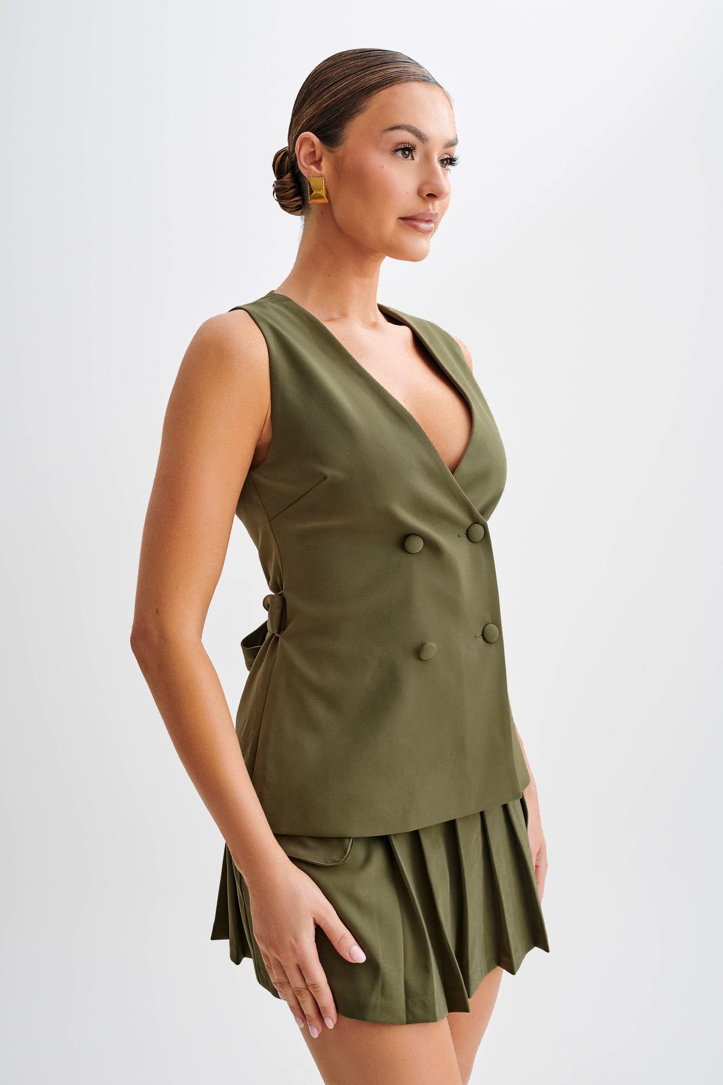Amelie Suiting Uzun Yelek - Askeri Zeytin Yeşili
