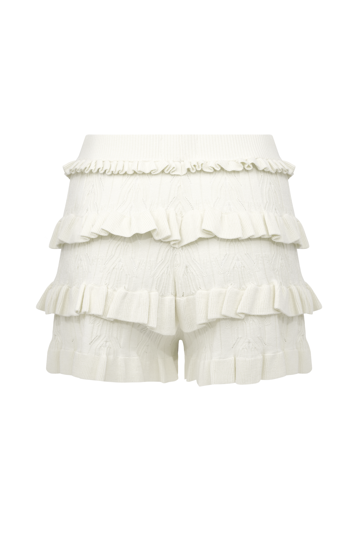 Amy Pointelle Örgü Fırfırlı Pantolon - Fildişi