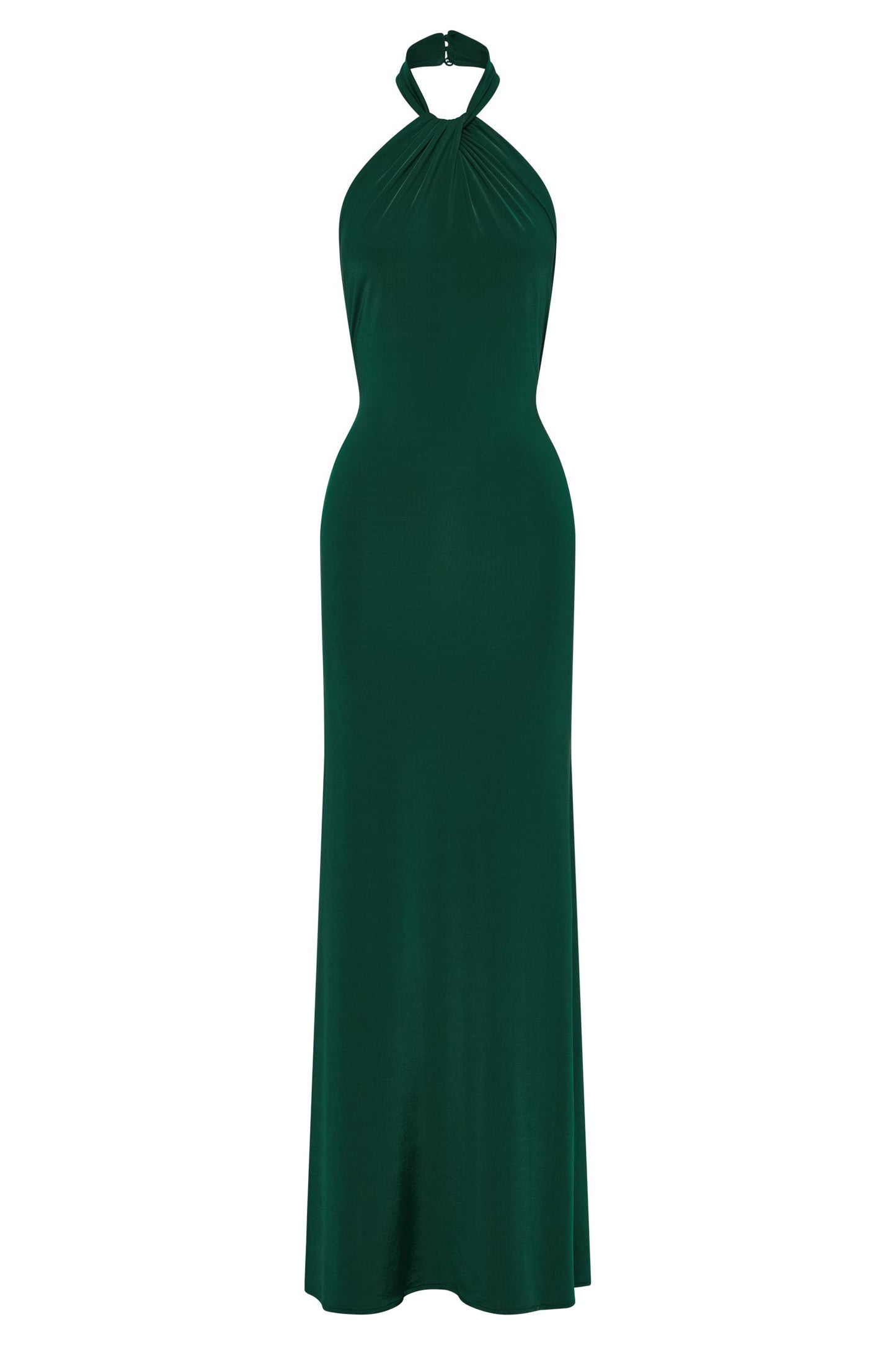 Elyna Slinky Halter Maxi Elbise - Orman Yeşili