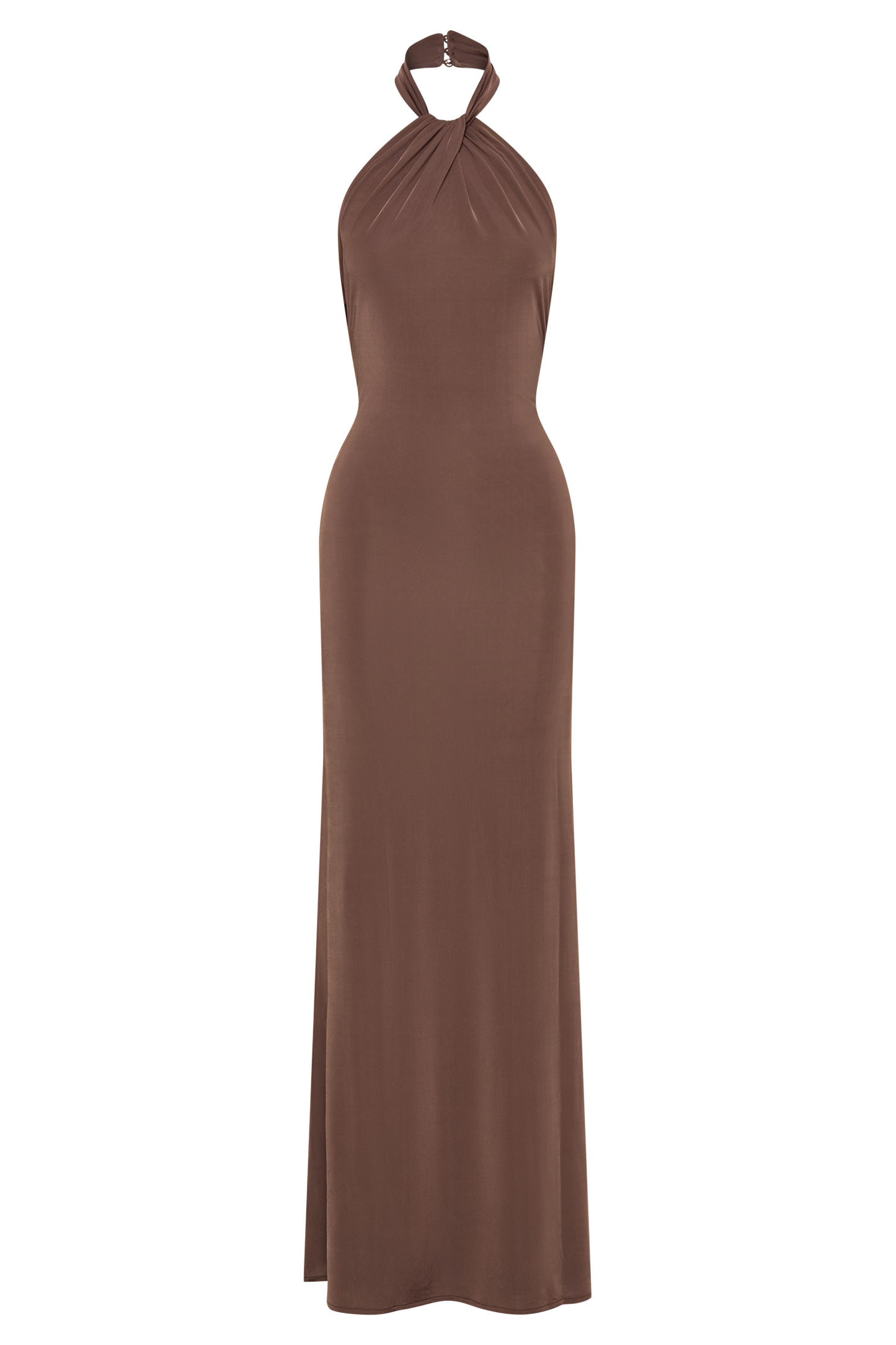 Elyna Slinky Halter Maxi Elbise - Çikolata