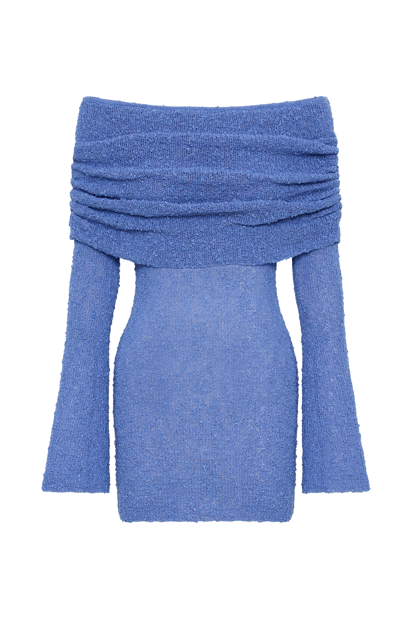 Marisol Omuz Açık Bukle Mini Elbise - Periwinkle