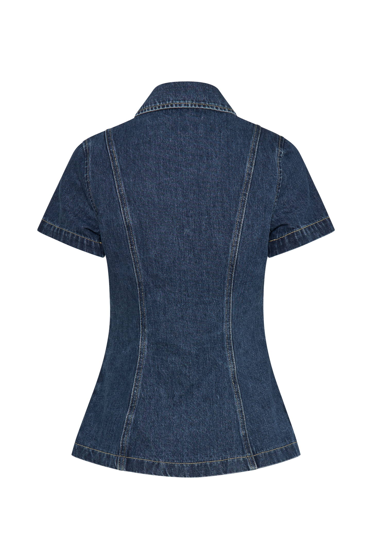 Ellie Denim Kısa Kollu Üst - Koyu Mavi