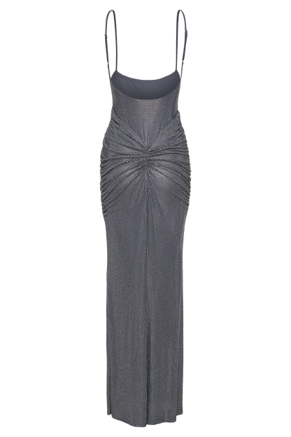 Roisin Diamante Maxi Elbise - Metalik Gri
