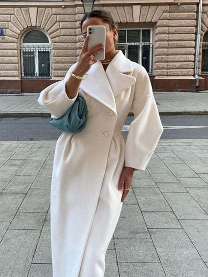 Miss Paris Uzun Kol Trençkot Shift Kalıp Beyaz