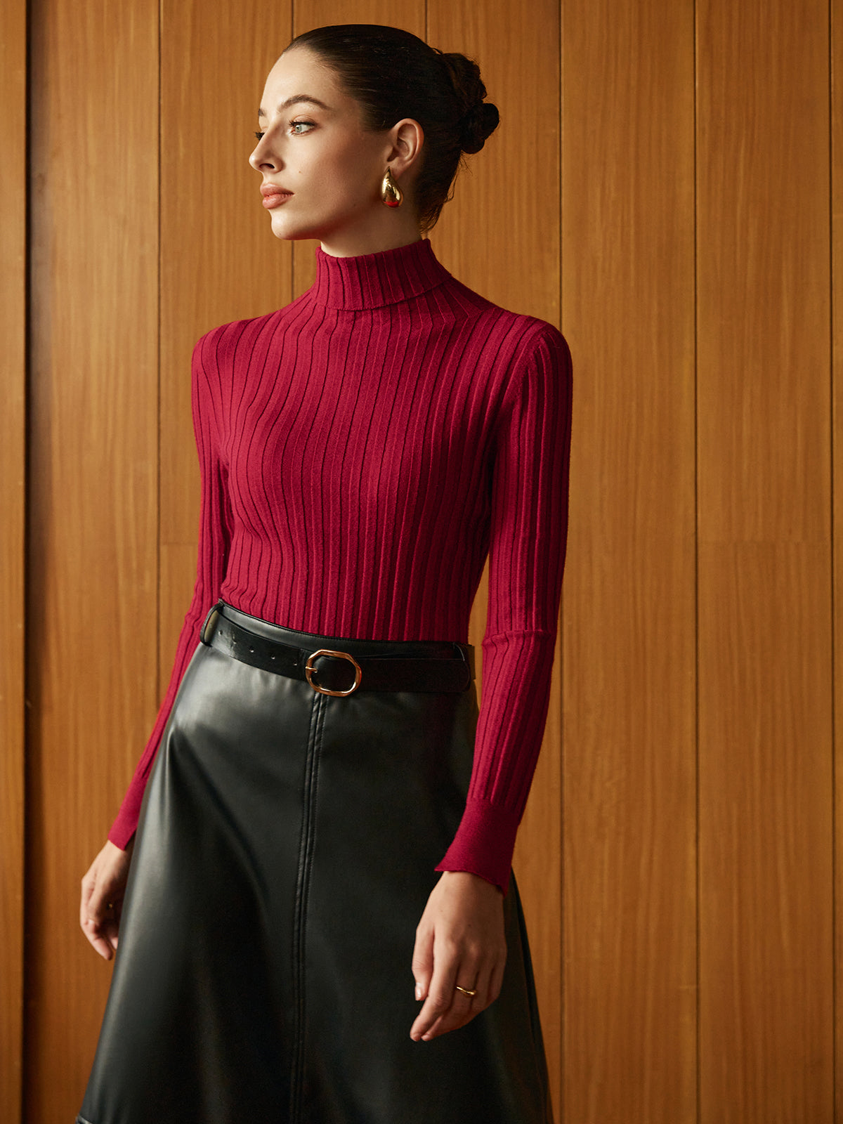 Balıkçı Yaka Fitilli Dar Kazak