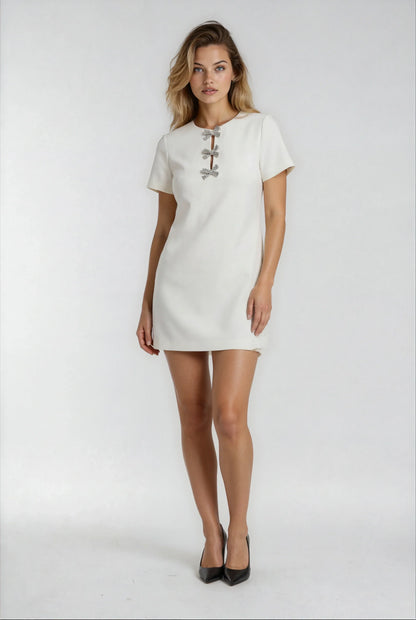 Polyester Krem Rengi Midi Elbise