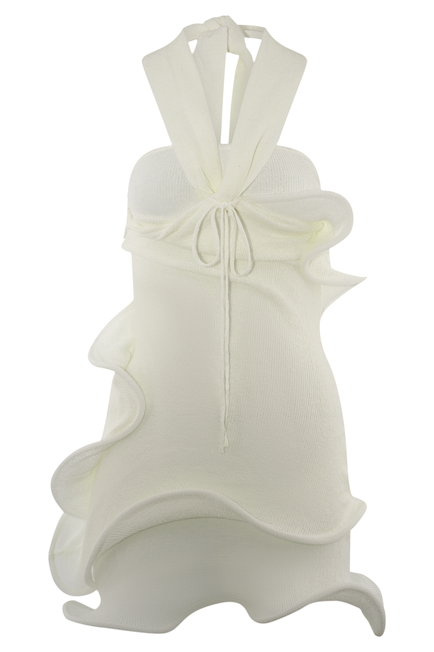 Caprice Halter Örgü Mini Elbise - Beyaz