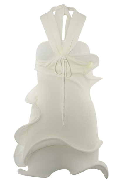 Caprice Halter Örgü Mini Elbise - Beyaz