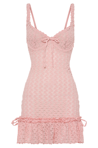Marietta Dantelli Mini Elbise - Peri Pembesi