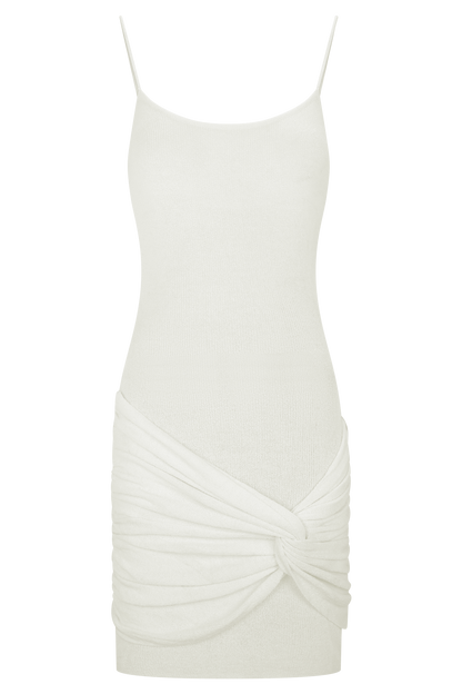 Laurie Twist Örgü Mini Elbise - Fildişi