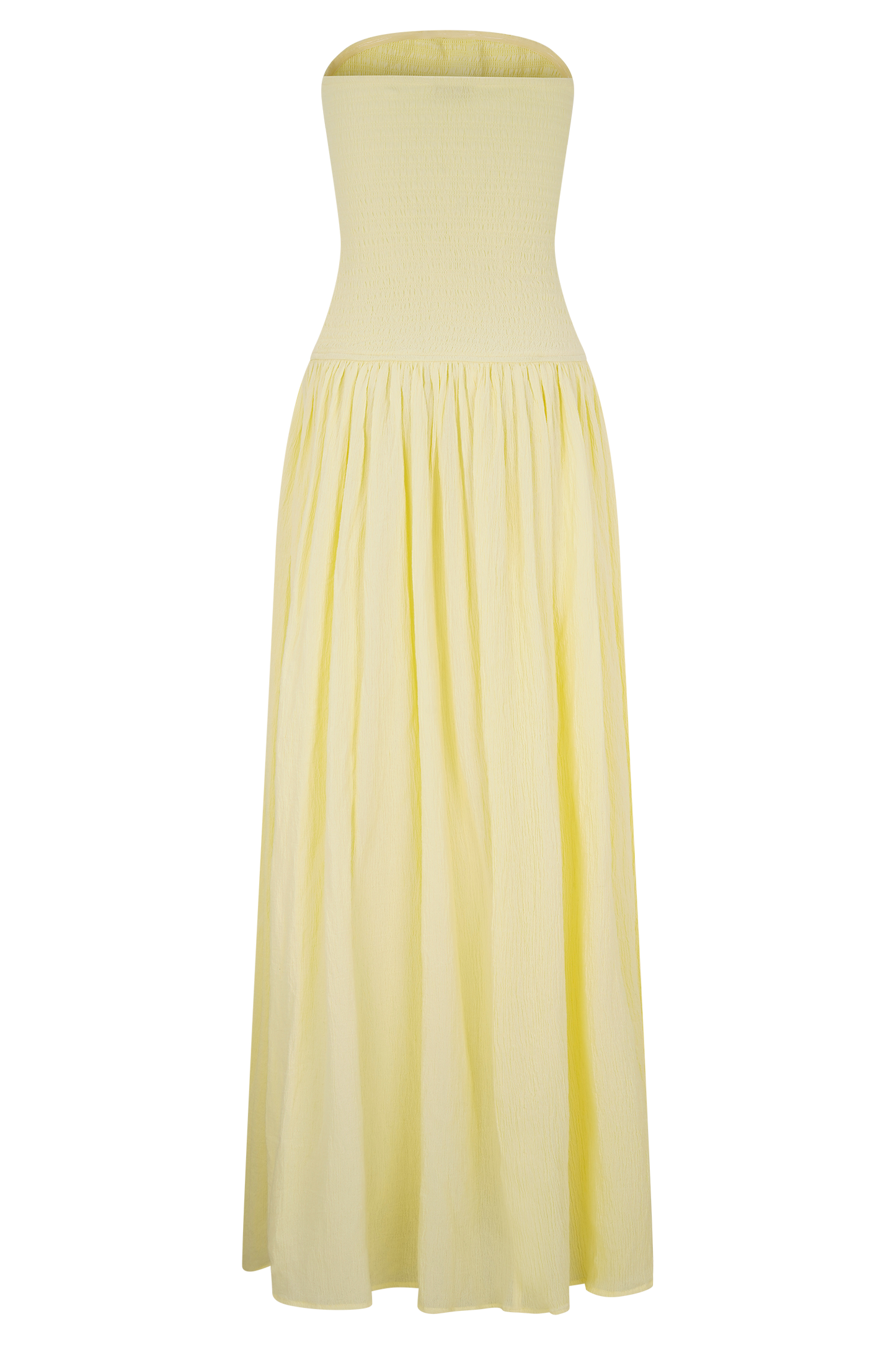 Maureen Cotton Büzgülü Uzun Elbise - Limon
