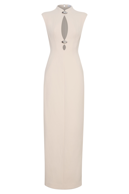 Michelle Cut Out Maxi Elbise - Tereyağı Kremi