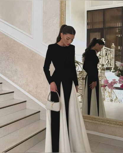Allison | Şık Uzun Kollu Pileli Maksi Elbise