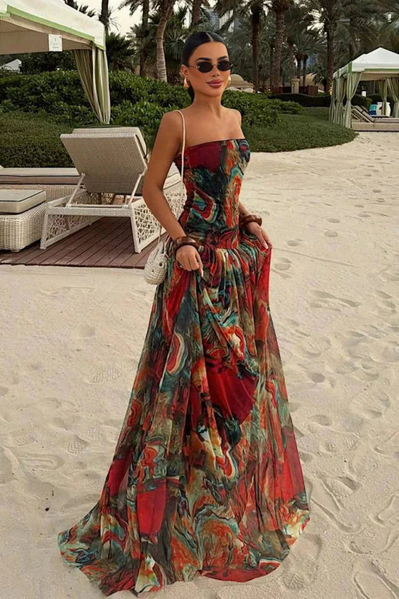 Bellamy | Askısız Maxi Yazlık Tatil Elbisesi