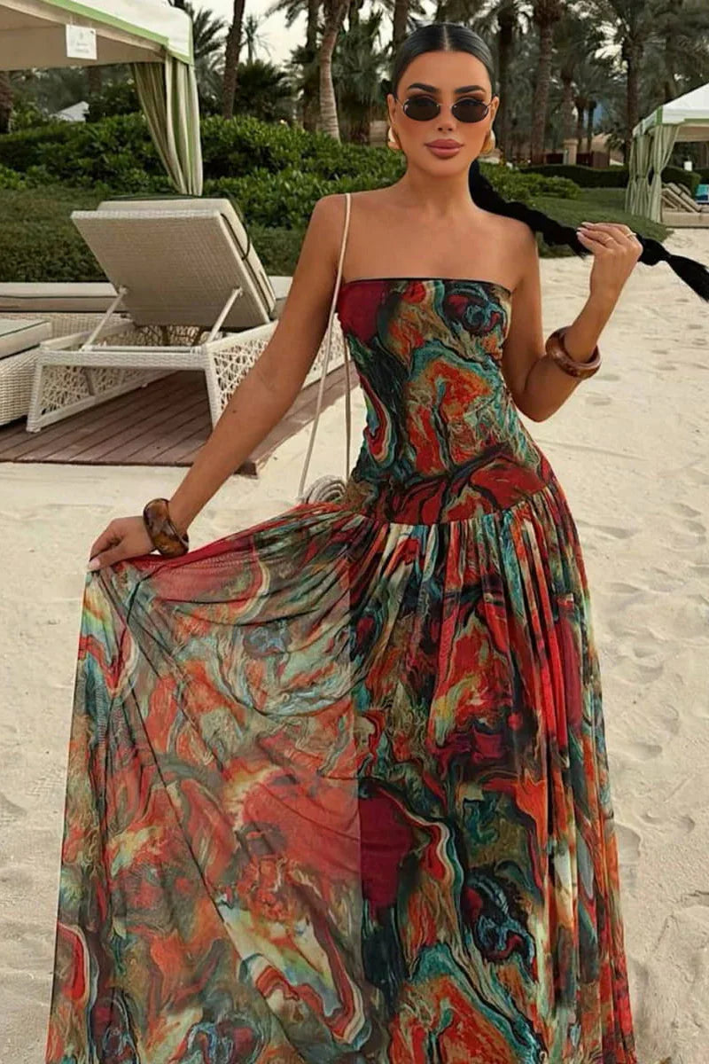 Bellamy | Askısız Maxi Yazlık Tatil Elbisesi