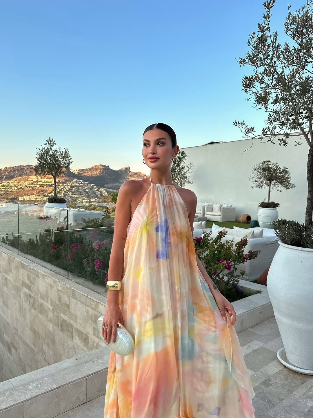Corinna | Baskılı Askılı Maxi Yazlık Düğün Davet Elbisesi